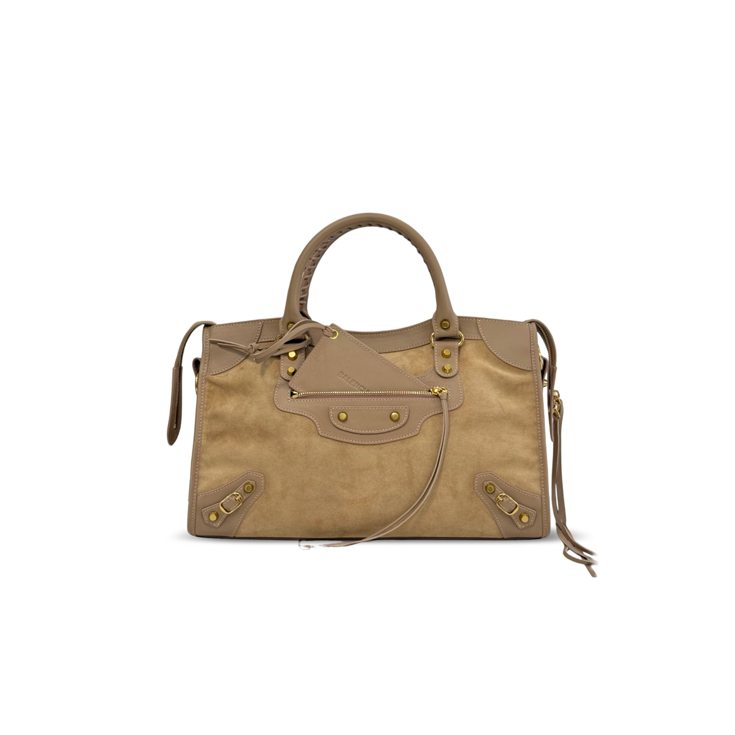 Ba1en*iaga LE CITY MEDIUM SUEDE SHOULDER BAG (38.5*24*15cm)